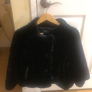 Black Via Spiga faux fur coat, size large